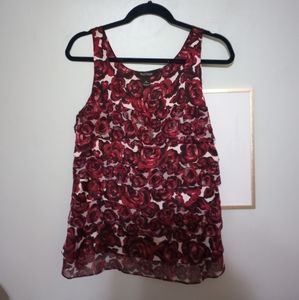 White House Black Market Chiffon Ruffle Tank Size M